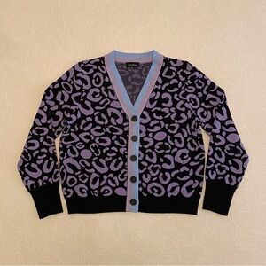 Lea & Viola Purple and Black Leopard Cardigan
